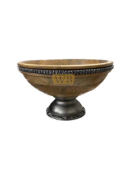 Wooden Fruit Bowl with metal details