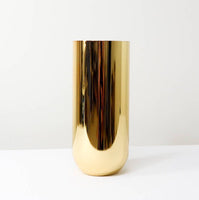 Glazed Metal Gold Vase Made of Bronze for Centerpieces / Vintage Cylinder Bud Desk Metallic Gold Vase
