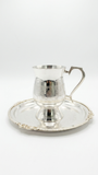 Silver-Plated Brass Tea Cup — Handcrafted with Floral Engraving
