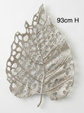 Handmade Cast Aluminum Silver Leaf Wall Art & Decorative Tray — 93cm Statement Piece