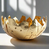 Luxury Gold Crown-Edge Aluminium Bowl – Handcrafted Sculptural Décor for Gifting & Center Tables