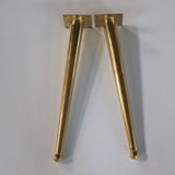 16'' 15" 14" 13" 12" 11" 10" 9" Tapered Legs, Brass Table Bench Gold, Coffee Metal