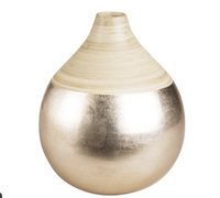 Bamboo Vase shiny Gold Finish