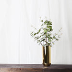Glazed Metal Gold Vase Made of Bronze for Centerpieces / Vintage Cylinder Bud Desk Metallic Gold Vase