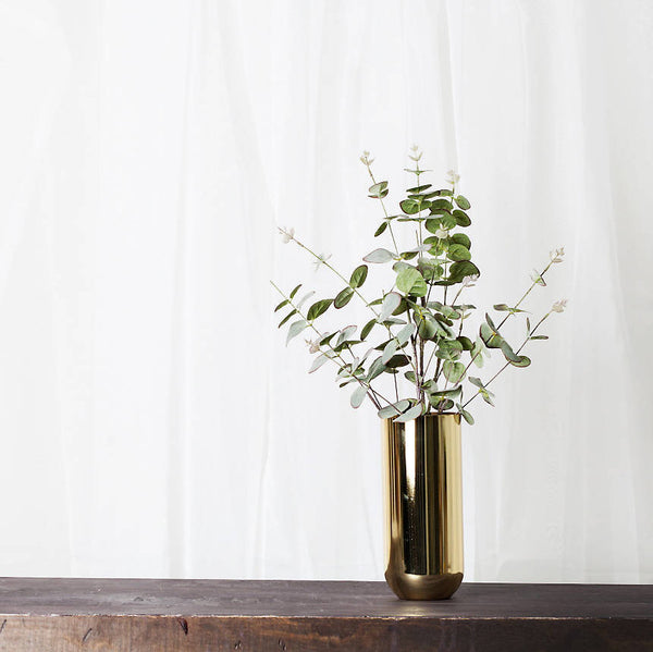 Glazed Metal Gold Vase Made of Bronze for Centerpieces / Vintage Cylinder Bud Desk Metallic Gold Vase