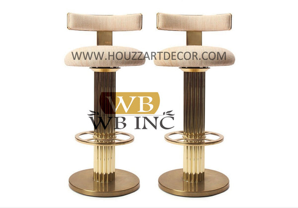 Bar stool leather seat gold plated