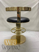 Metal Brass Made Bar stool Polished finish with leather seat gold lot of 4pcs