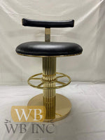 مقعد بار مصنوع من النحاس المعدني، لمسة نهائية مصقولة مع مقعد جلدي ذهبي مكون من 4 قطع
